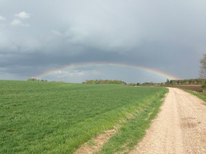 Rainbow over house